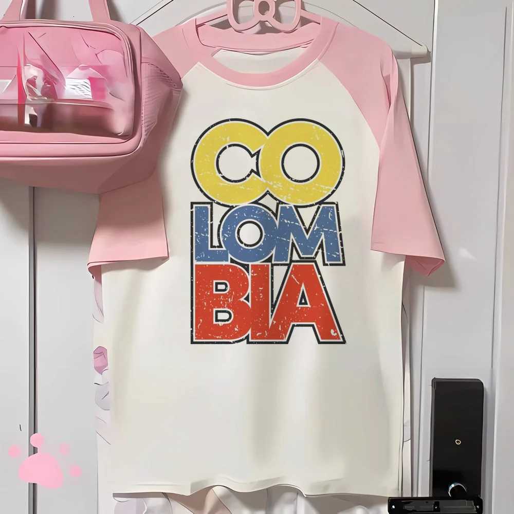 Colombia t shirt women graphic t shirt girl 2000s y2k designer clothesT260317