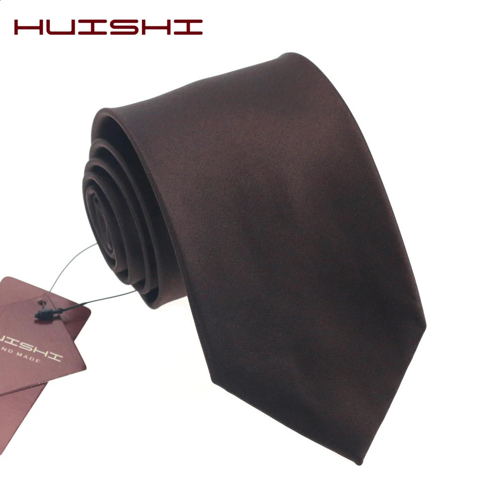 HUISHI Fashion Checked Stripe Plaid 8cm 6cm Brown Tie For Men Suit Business Wedding Party Neckties Gift 260316