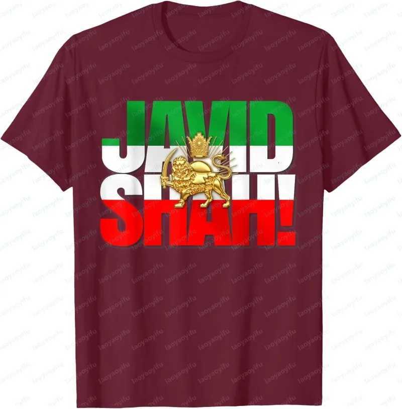 Javid Shah Iranian Flag Persian Pahlavi Lion Sun Unisex T-Shirt Iranian Historical Men Women Casual Classic Graphic Cotton TopsT260317