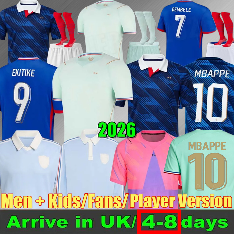Maillot De Foot French 120 th Soccer Jerseys Mbappe 25 26 27 France GRIEZMANN DEMBELE KOLO MUANI CAMAVINGA Olise Saliba 2026 2027 white POLO Kids Kit Player Home Away