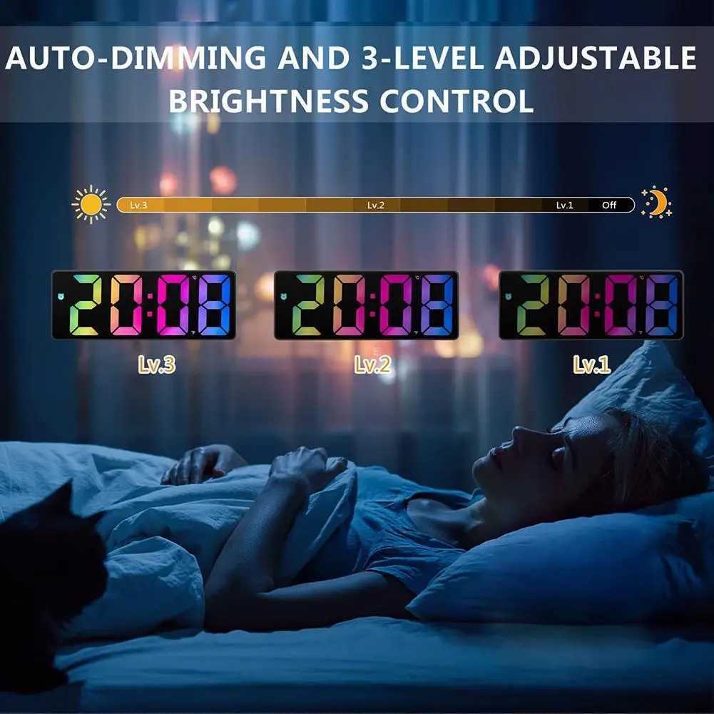 Led Mirror Digital Alarm Clock 12/24 Hours Adjustable Brightness Colorful Large Screen Desk Clocks Bedroom Desktop Decoration D260318