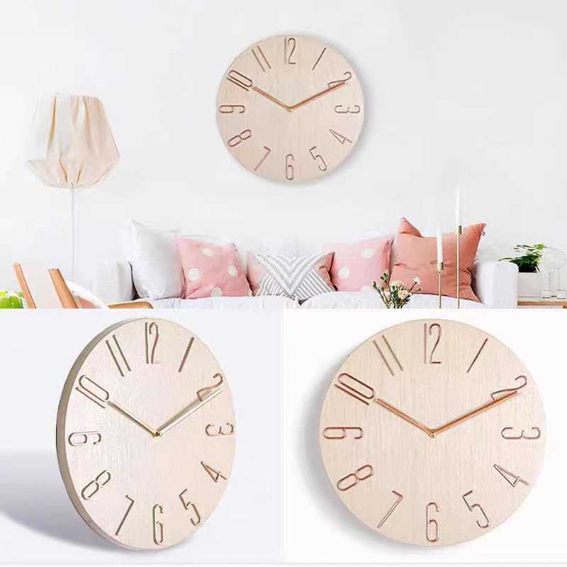 30cm 12inch Wall Clocks Living Room Silent Brief Wall Clock Nordic Fashion Wall Watch No Second Hand Simple Quartz Clock D260318