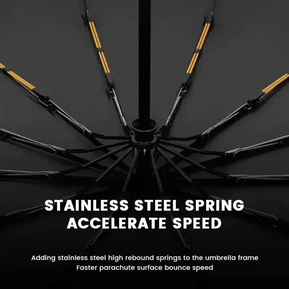 Strong Wind Resistant Umbrella 12K Ribs Fully-automatic Folding 108cm Diameter Business Outdoor Travel UV Parasol and Rain H260318 - view 3