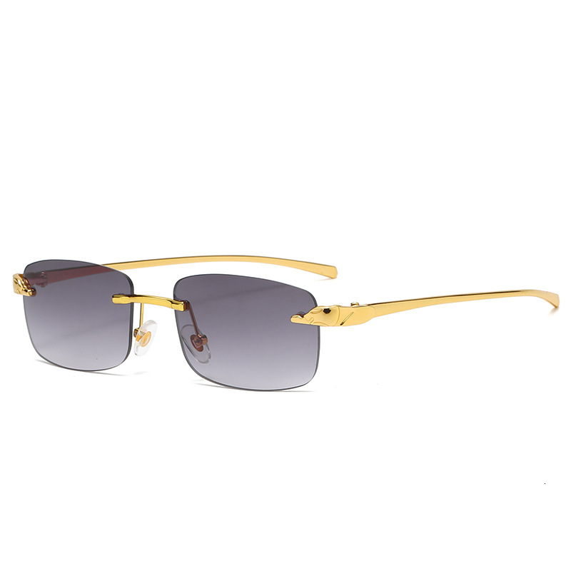 Luxury Brand Designer Sunglasses 2070 New Leopard Head Frameless Sunglasses European And American Fashion Cut Edge Glasses Personality Street Style Tr