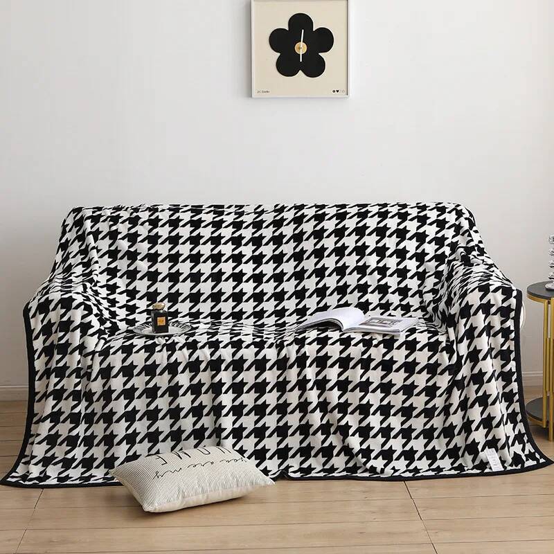 Houndstooth Plaid Blankets Soft Cotton Milk velvet Throw Blanket Office air conditioning nap blanket sofa cover Quilt Home Decor