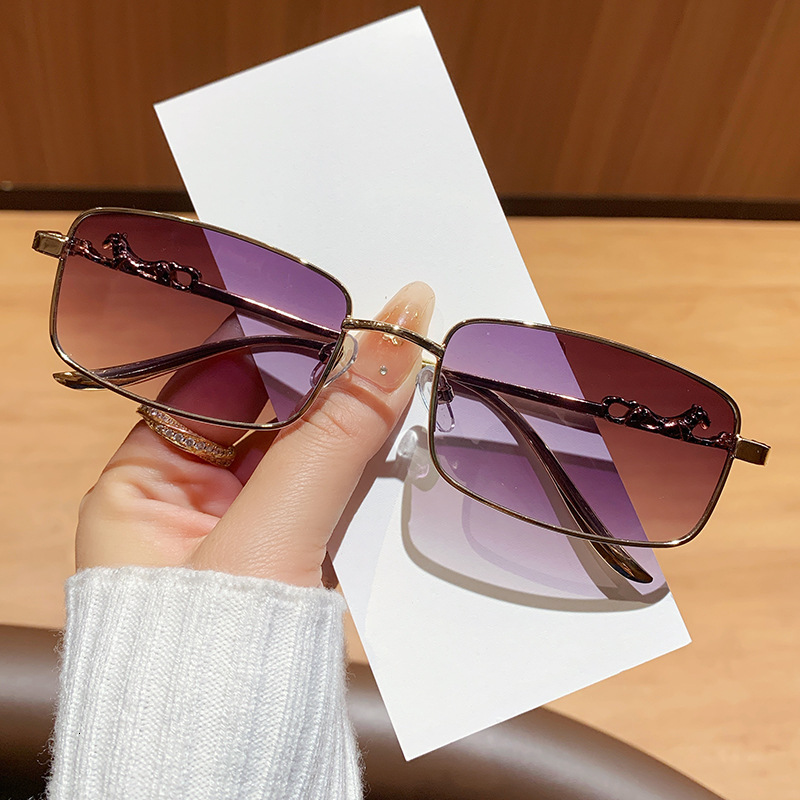 Luxury Brand Designer Sunglasses New European And American Trendy Full-Rim Sunglasses For Men, Metal Leopard Head Square Frame Sunglasses For Women, C