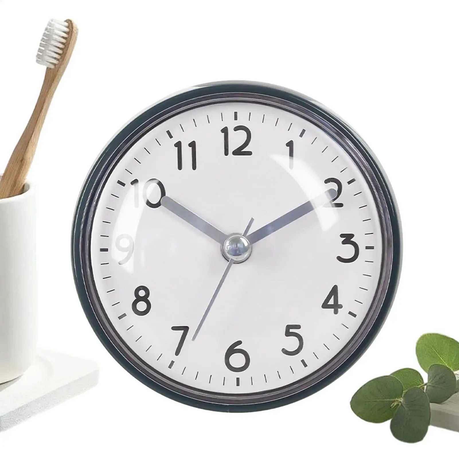 Shower Anti Fog Waterproof Mini Small Table Decoration Kitchen Living Bathroom Room Wall Clock Toilet Round Sucker Decor Art D260318