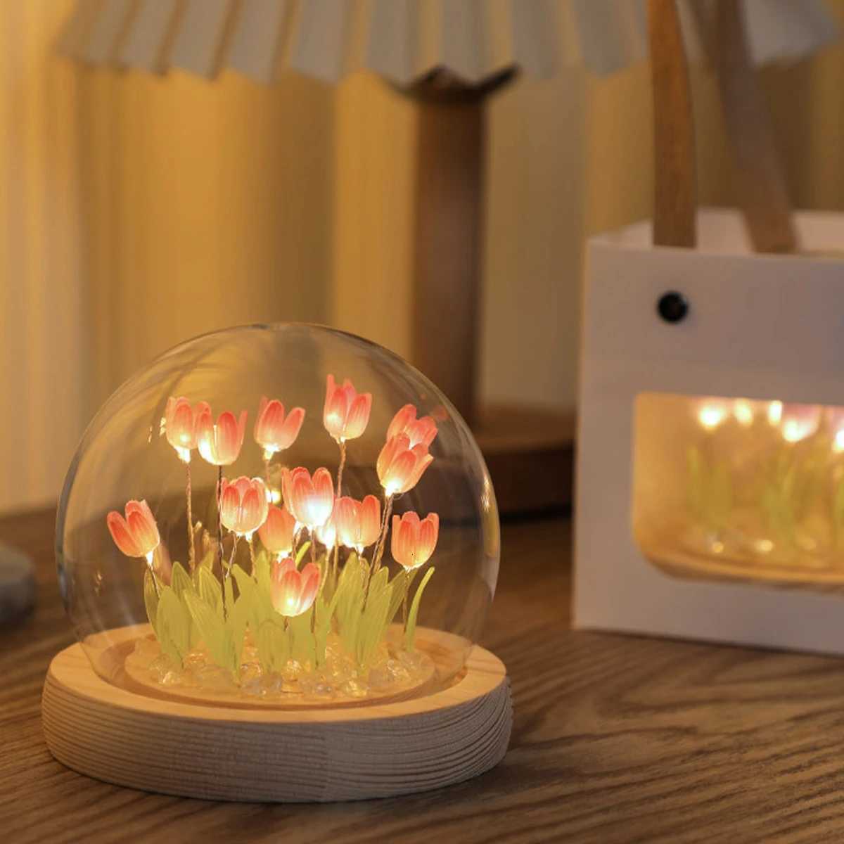 10/20Pcs Tulip Night Light Battery Operated Tulip Flower Table Lamp DIY Simulation Tulip LED Nightlight Handmade Bedside Light H260318