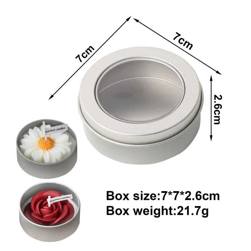 Round Tin Box Floral Tealight Candle 3D Rose Flower Designs Holiday Gifts Aromatherapy Candles Home Scented Natural Soy Candles D260318
