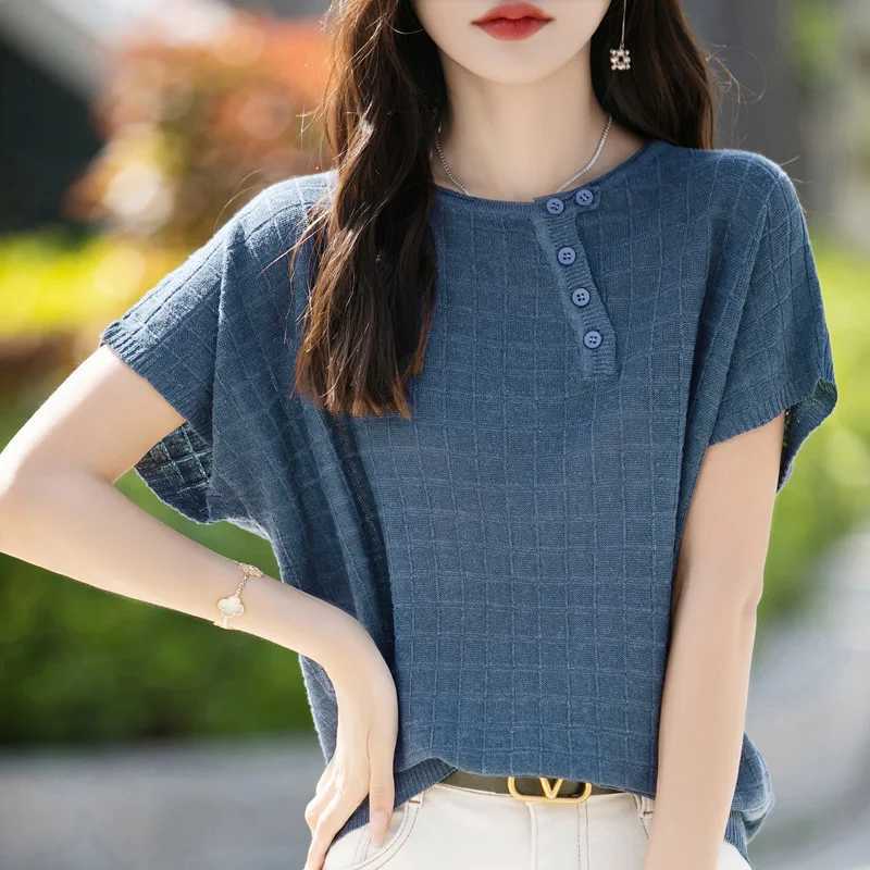 Summer New Womens Short sleeved 100 Cotton Knitted Womens O-neck T-shirt Basic Style Hot Selling Womens Short sleevedT260317