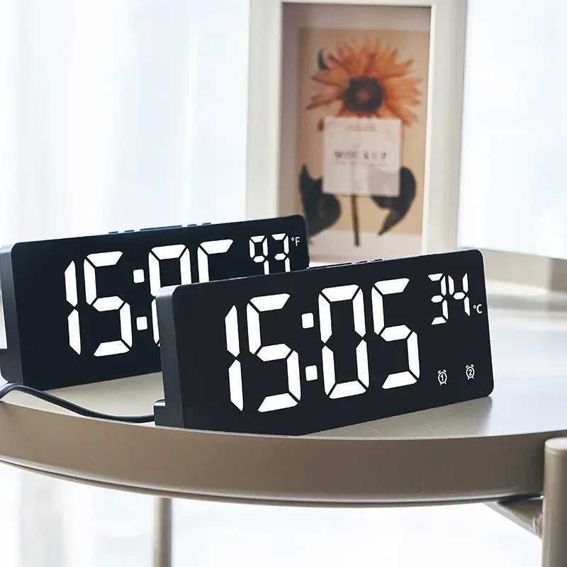 Voice Control Digital Alarm Clock Temperature Dual Alarm Snooze Desktop Table Clock Night Mode 12/24H LED Clock Watch Desk Clock D260318