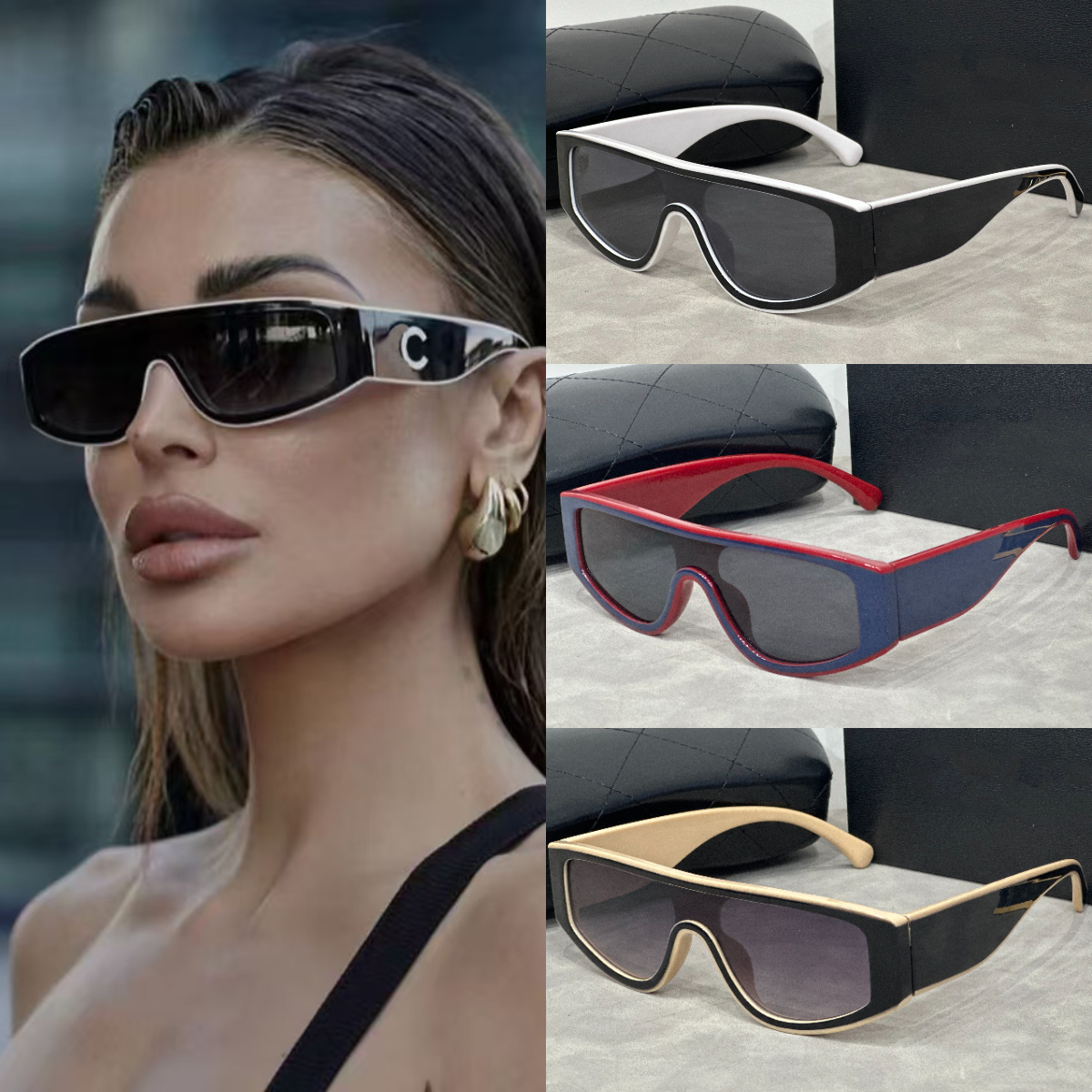 Cat eye Sunglasses for women designer sunglasses full frame luxury mens sunglasses Two-color Polarizing Sun protection glasses oval Lunette de Soleil