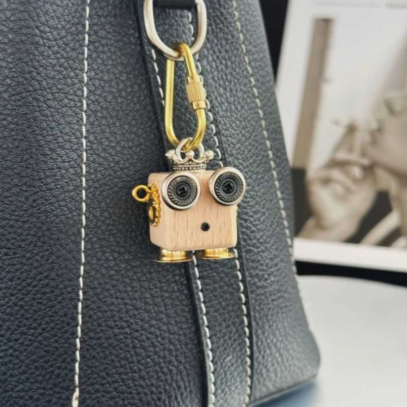 Steampunk Wooden Block Robot Car Keychain Creative Bag Hanging Accessories H260318 - view 5