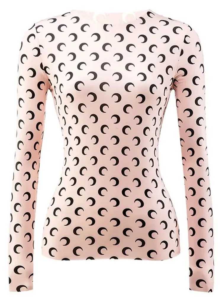 New Printed Mesh Women Base Shirt Spring Autumn Fashion Casual Long Sleeved Sun Protection Ice Silk Inner Layer Womens T-ShirtT260317