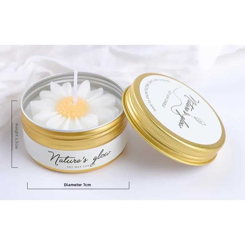 1PC Small Tin Can Chamomile Scented Candle Handmade Soybean Wax Scented Candle Creative Souvenir Home Decoration D260318