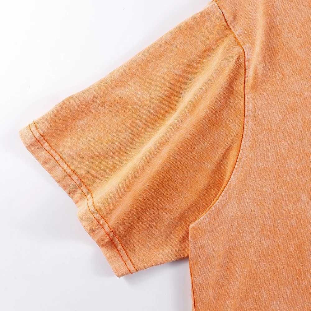 Milfa Purple Art Letter Printing Washed T-Shirts Womens Cotton Short Sleeve Tops Street O-Neck Oversize T Shirt Summer ClothesT260317