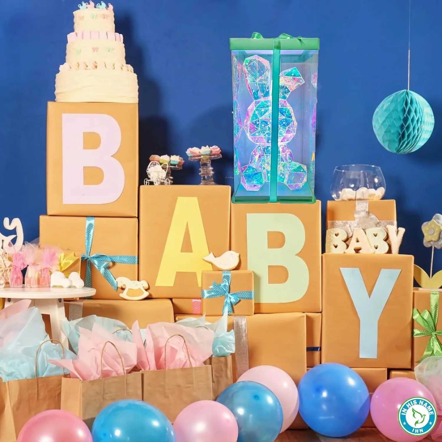 Rainbow LED Bunny Night Light 3D Holographic Rabbit Lamp Kids Nursery Decor Easter Gift H260318