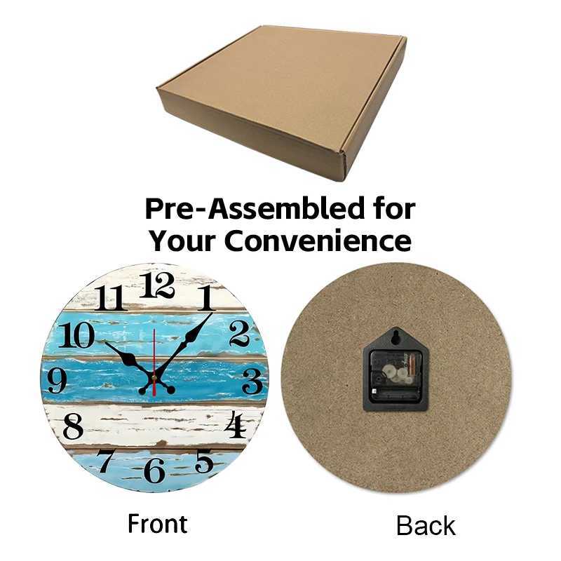 Nautical Ocean Wooden Round Silent Hanging Wall Clock Suitable For Living Room Office Study Room Bedroom Home Decoration D260318