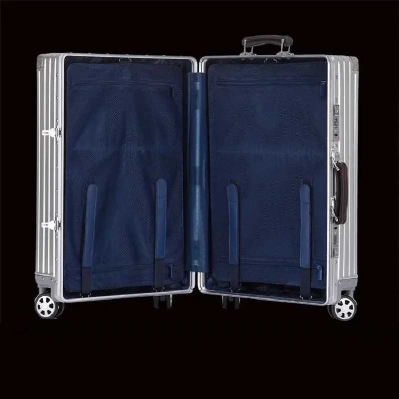 100 Aluminum-Magnesium Alloy Suitcases 20/24/26/29 Inch Lightweight Spinner Luggage TSA Lock Durable Travel Bag H260316