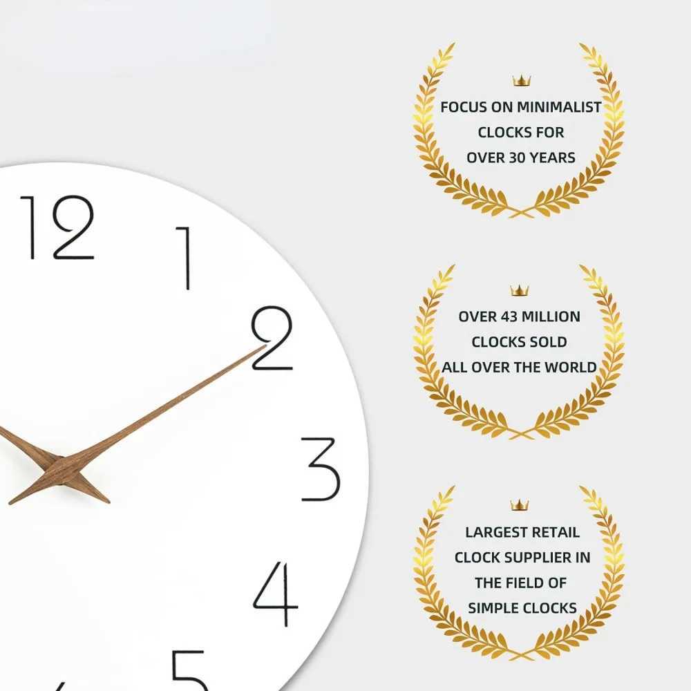 Wall Clock 12 Inch Silent Non Ticking Wood Wall Clocks Battery Operated Wooden White Modern Simple Minimalist Hanging Wall Clock D260318