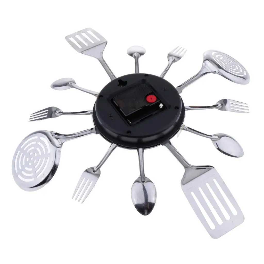 Kitchen Wall Clock Cutlery Kitchen Utensil with Forks Spoons Decor Wall Watch Creative Tableware Wall Clock for Home Living Room D260318
