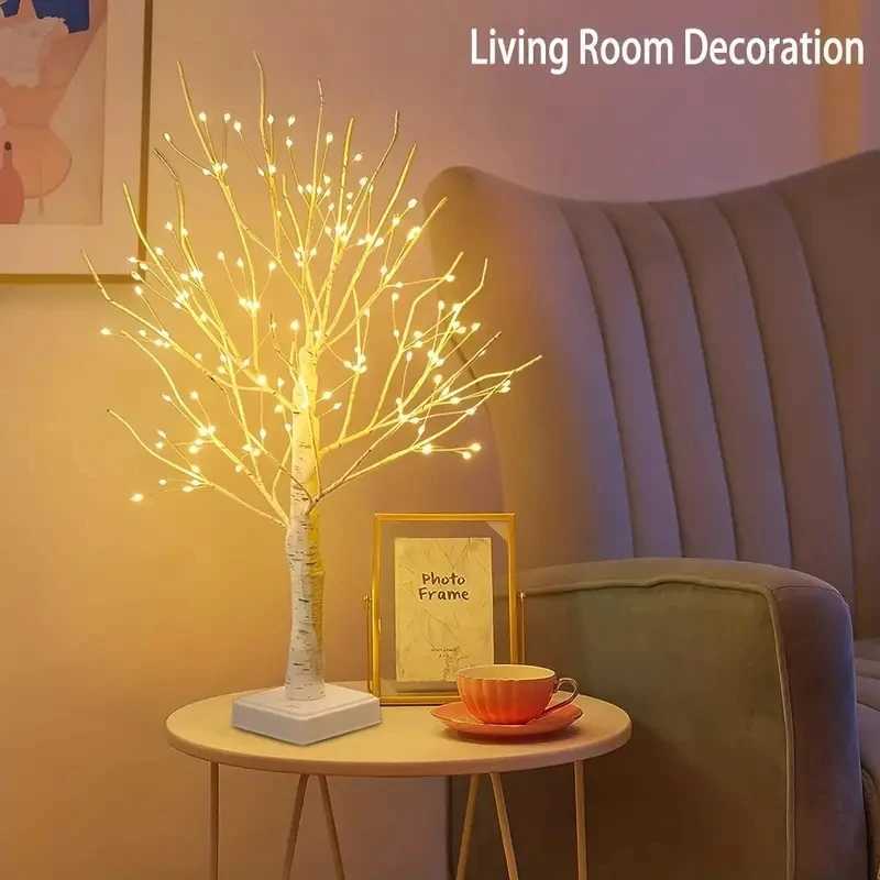 144 LED Birch Tree Light Warm White USB Battery Power Holiday Decorative Tree Christmas Halloween Easter Gift H260318