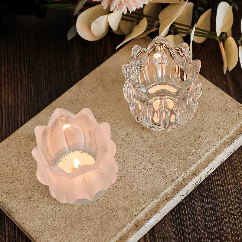 Vintage Tulip Glass Candle Holder Romantic Wedding Clear Table Candle Ornament Home Jewelry Accessories Craft Gifts Home Decor D260318
