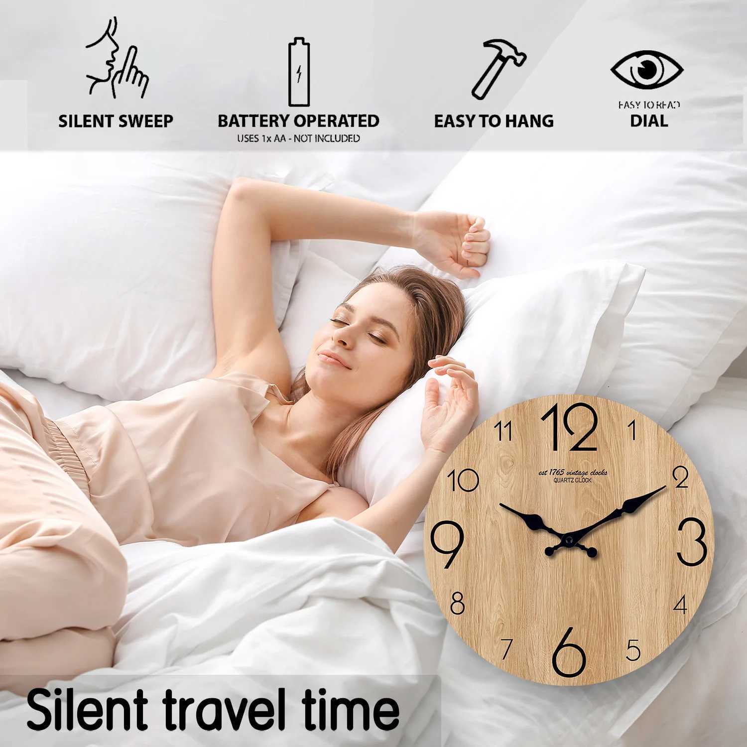 Imitation Wood Grain Round Wall Clock Wooden Plate Crafts Living Room Bedroom Home Decoration Wall Clocks Silent Quartz Clock D260318