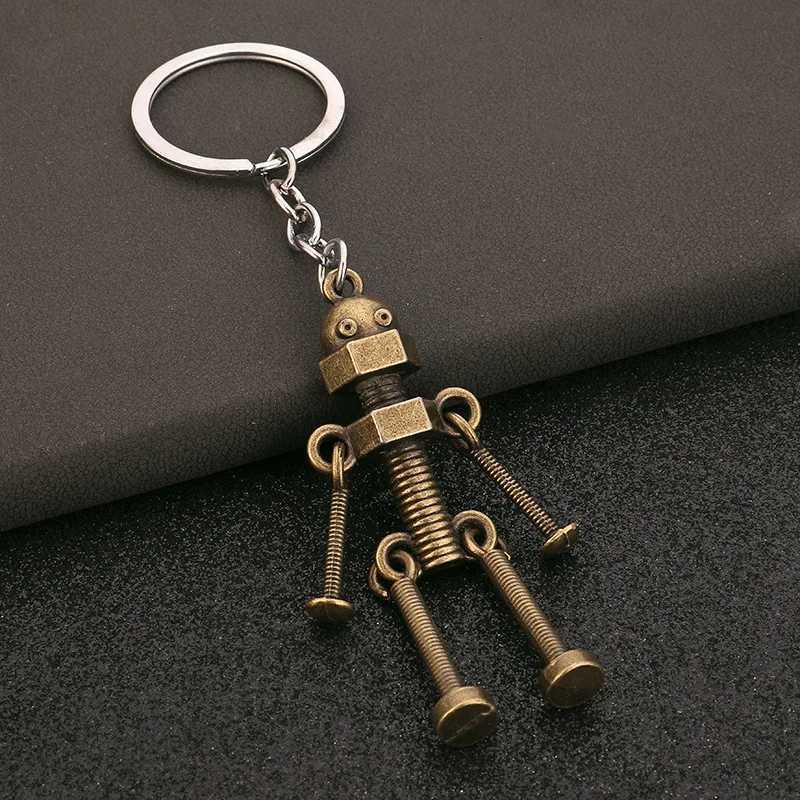 Funny Robot Keychain Metal Screw Body Keyring for Men Couple Bag Pendant Car Key Holder Creative DIY Gifts Car Accessories H260318 - view 3
