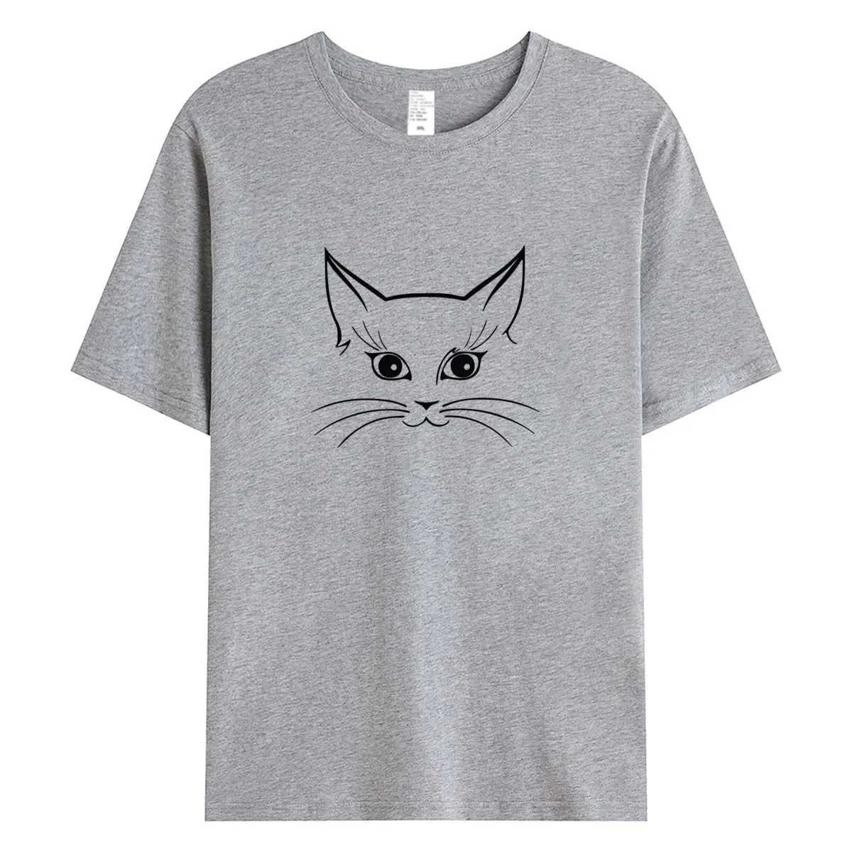 Womens 100 Cotton T Shirts Oversized Casual Tee 2025 Summer Short Sleeve Top New Cat Graphic Woman ClothingT260317