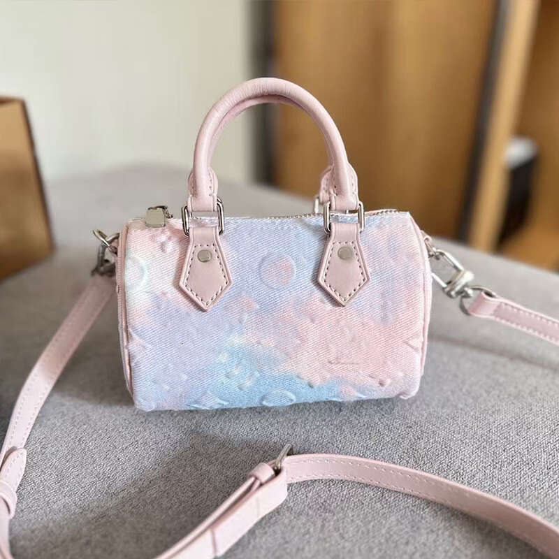Designer Denim Mini Handbags Pillow Bag Pastel Tie-Dye Letters Embossed Cute New Ladies Shoulder Handbag Crossbody Bags Vintage Purses 16cm