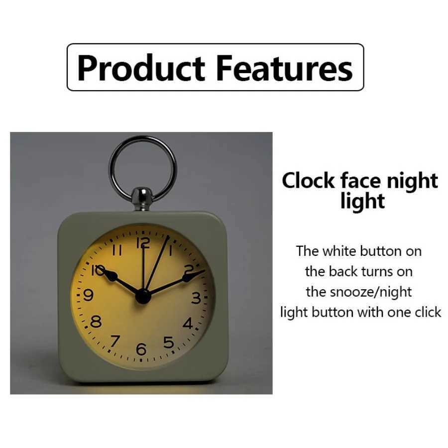 1PC metal ring snooze alarm clock One click snooze for 5 minutes or backlight Used for bedroom headboard decoration D260318