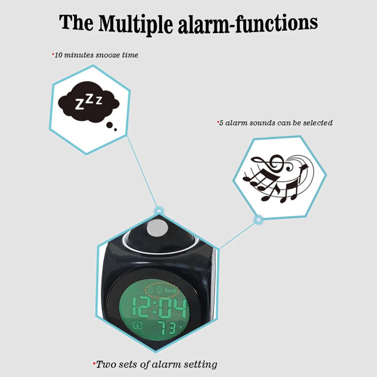 RioCubee Smart LCD Projection Electronic Alarm Clock with English Timed Announcement Xmas Birthday Gift D260318