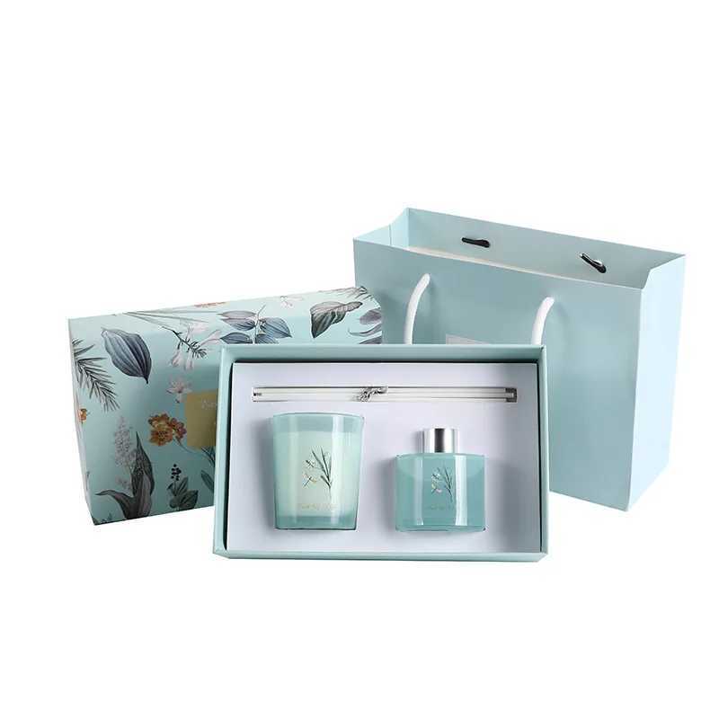Blue Tengzhi Non-flame Scented Candle Gift Box Set Festival Birthday Gift Souvenir Bamboo Coffee Sage Fresh Elegant Scented D260318