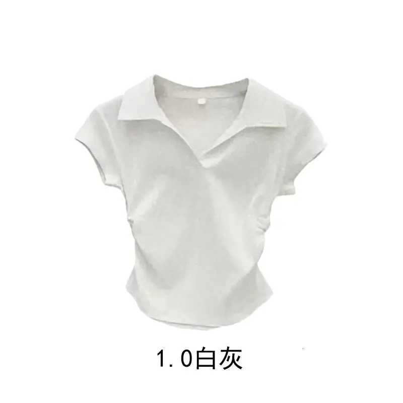 Cotton Summer Sexy Womens T Shirt Skinny Slim Basic Solid Crop Top Short Sleeve Polo TShirtCasual Top Tee for WomenT260317