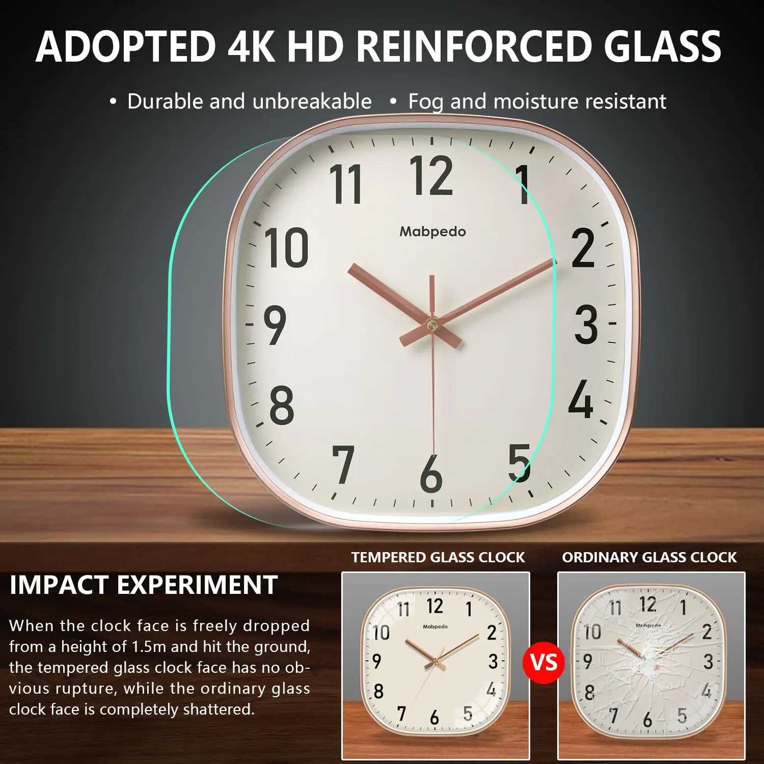 Square Quartz Wall Clock Elegant Beige Dial Clear Black Digital Modern Home Office Decoration Simple Style Precise Timing Clock D260318