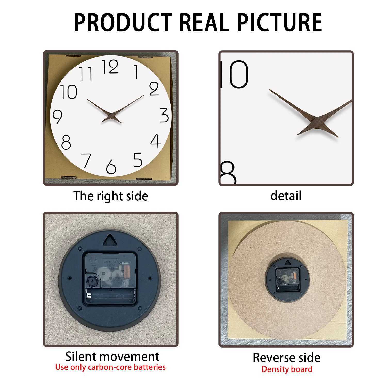 Simple White Wooden Wall Clock for Living Room Bedroom Kitchen Home Decoration Silent Quartz Clock Holiday Gift 10 Inches 12 Inches No Battery D260318