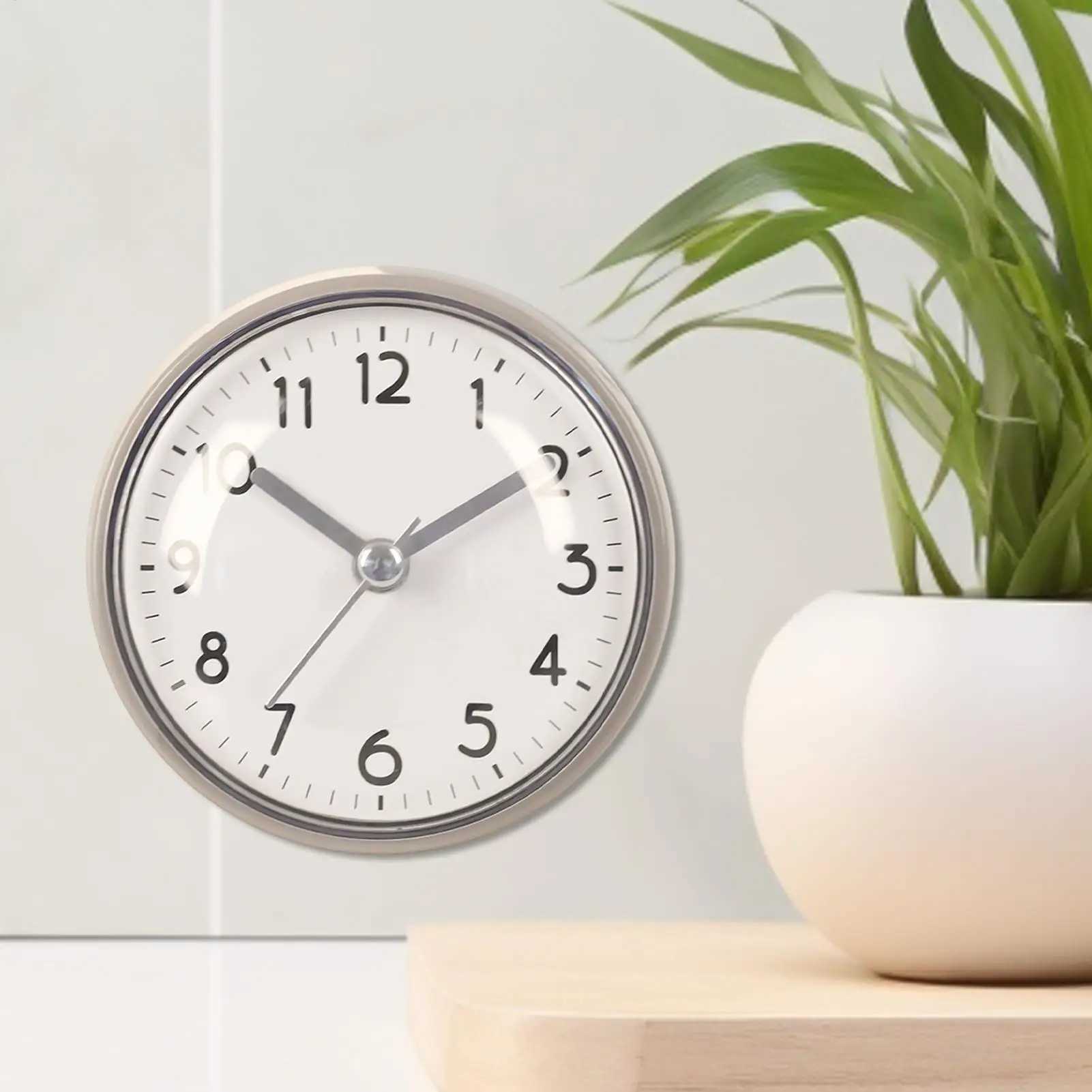 Shower Anti Fog Waterproof Mini Small Table Decoration Kitchen Living Bathroom Room Wall Clock Toilet Round Sucker Decor Art D260318