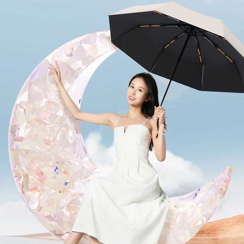 Automatic Umbrella 24 Bone Solid Color Automatic Umbrella Light Collapsible Large Size Outdoor Sunshade Uv Protection New H260318 - view 5