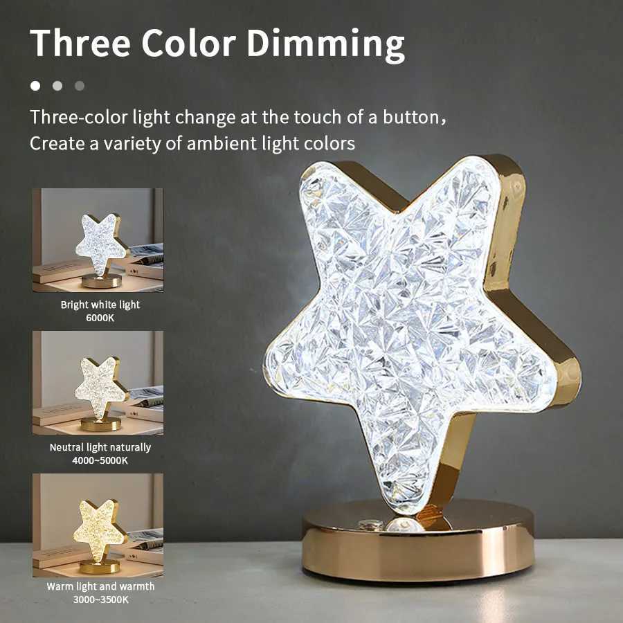 LED Starry Moon Night Light Touch Switch Stepless Dimming Rechargeable Bedhead Night Light Study Living Room Bedroom Decoration H260318