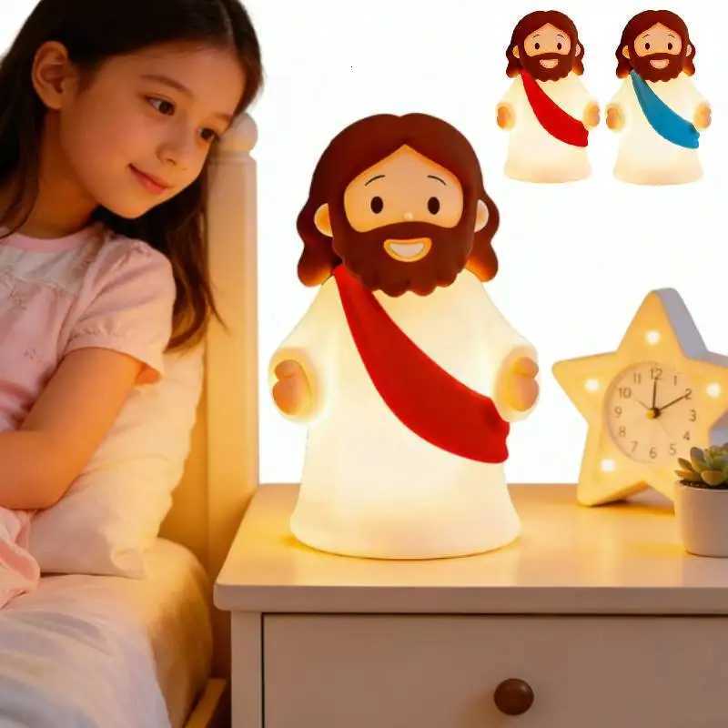 Jesus Night Light for Kids Jesus Gifts Silicone Jesus Figures Lamp Rechargeable Bedside Night Light for Prayer Baptism Easter H260318