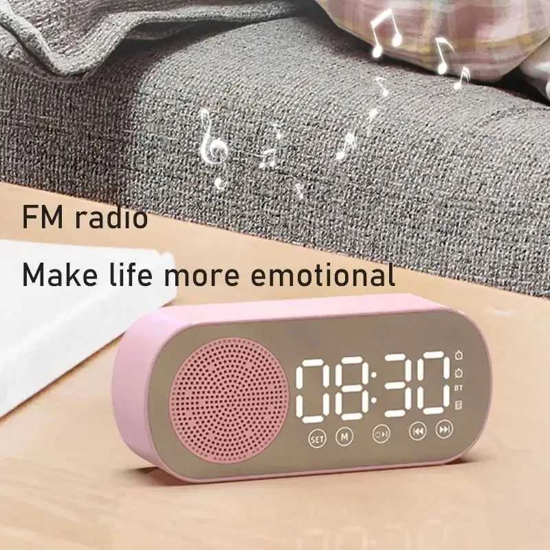 Alarm Clock Bluetooth Speaker Digital Alarm Clock Radio with LED Mirror Display Loud Alarm Clock for Heavy Sleepers D260318