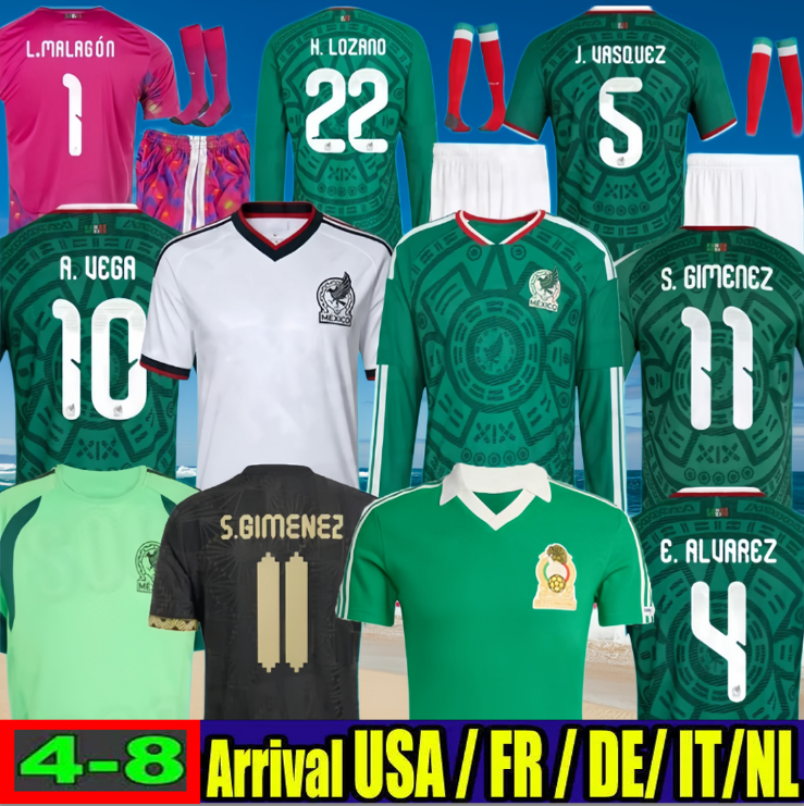 new 2025 2026 Mexico Gold Cup Soccer Jerseys CHICHARITO GIMENEZ H.LOZANO HOME AWAY Football Shirt Mexique E. ALVAREZ A.VEGA RAUL Men Woman KidS