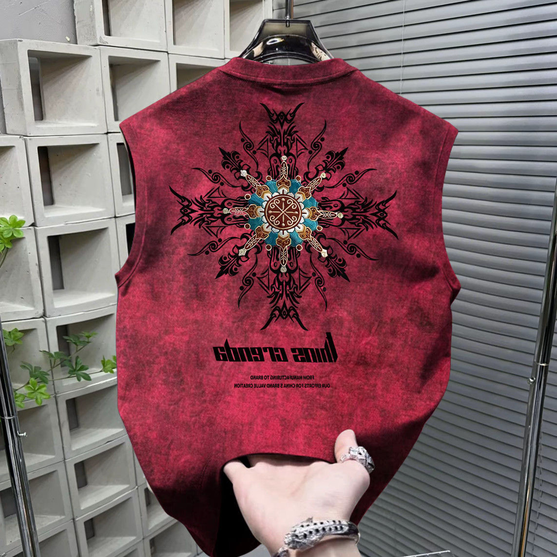 Luxury Brand Designer American trendy brand 2026 fashion vest men sleeveless t-shirt summer tie-dye printed loose top