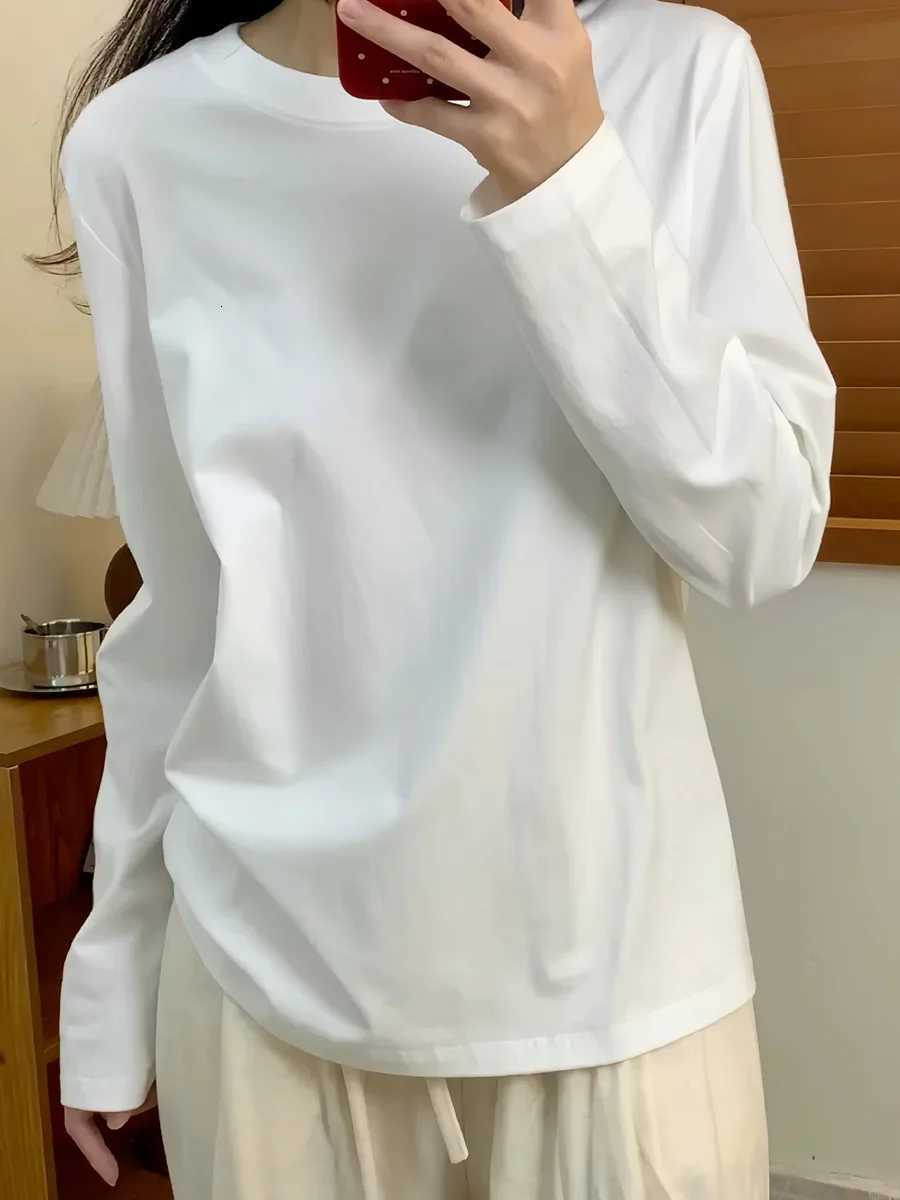 Fashion Autumn Long Sleeve T-Shirt Basic Tee Shirt Oversize Elegant Leisure Women Casual O-neck Tshirt Black White StreetwearT260317