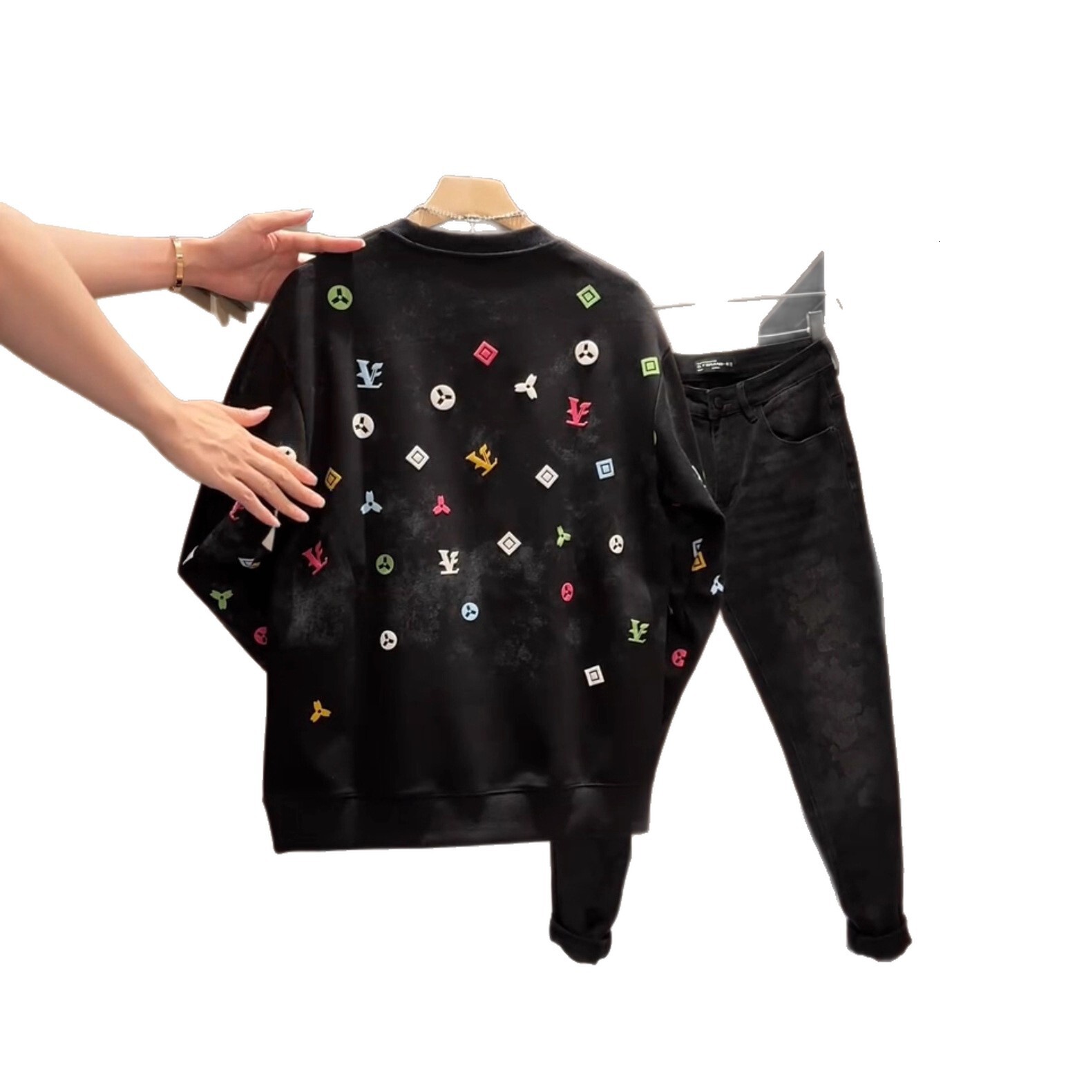 Luxury Brand Designer Trendy brand men sweatshirt 2026 autumn new model full-print vintage pattern foam-printed long-sleeve T-shirt versatile base shi