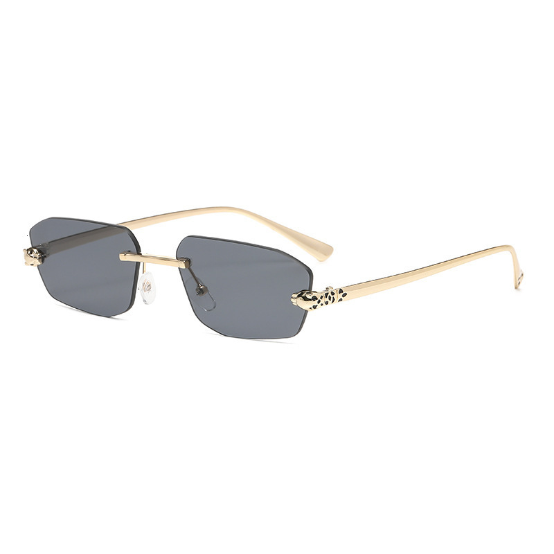 Luxury Brand Designer Sunglasses Frameless Cut-Edge Small-Frame Sunglasses, Metal Polygonal Cheetah Sunglasses, European And American Fashion Ins Sung