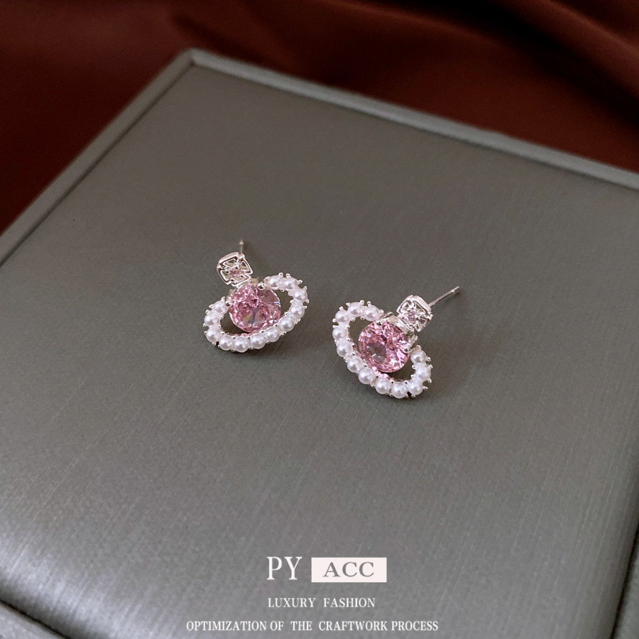 Luxury Brand Designer Jewelry Luxury Brand Designer Jewelry Korean Silver Needle Zircon Pearl Saturn Earrings Sweet Simple Versatile Studs Light Luxur