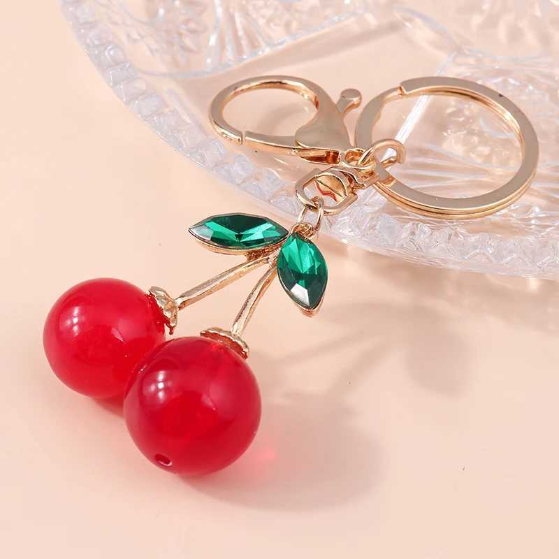 Aihua Exquisite Crystal Rhinestone Red Cherry Keychain Cute Girls Bag Pendant For Women Car Key Chain Ring Holder Jewelry Gifts H260318 - view 5