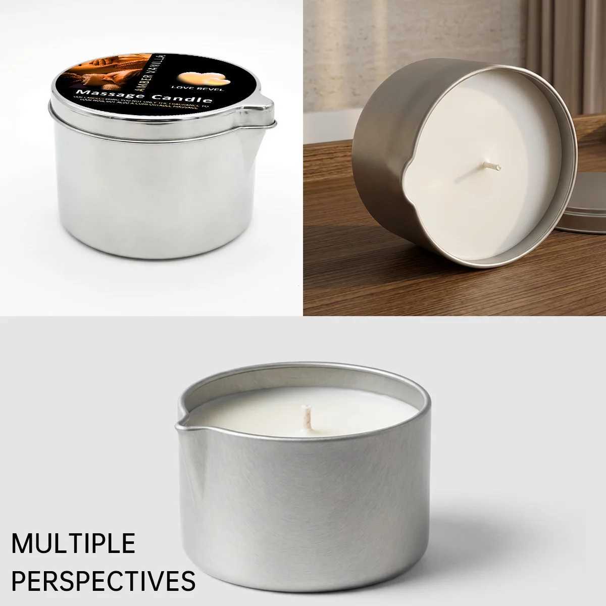 Massage Oil Candle Amber Vanilla 2oz Aromatherapy Candle with Soy Wax Moisturizing Christmas Home Decoration Candle Holders Gift D260318